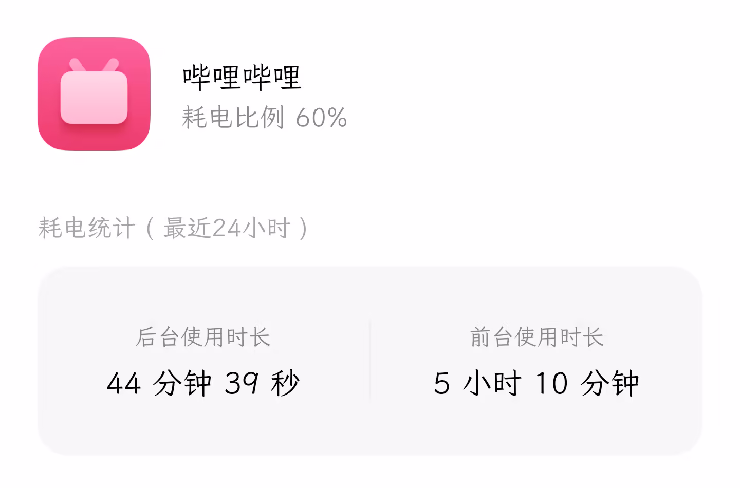bilibili のバッテリー使用量の詳細